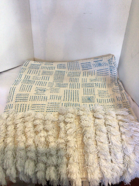 Anthropologie Blue/White Cotton Throw