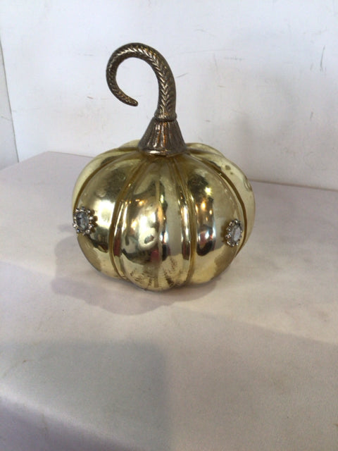Fall Gold Glass Pumpkin Holiday Item