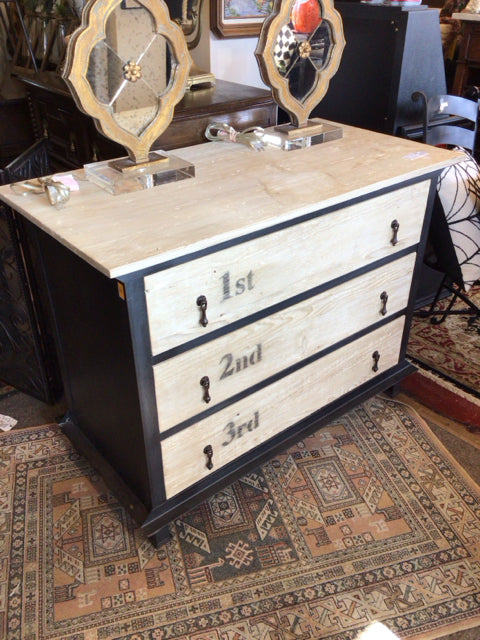 Noir Modern Wood 3 Drawers White Chest/Dresser