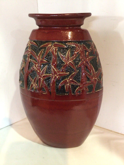 Red Ceramic Bamboo Vase