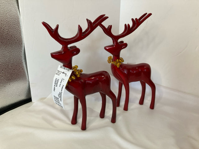 Table Top Metallic Metal Reindeer Pair Holiday Item