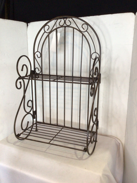 Folding Black Metal Tiered Shelf