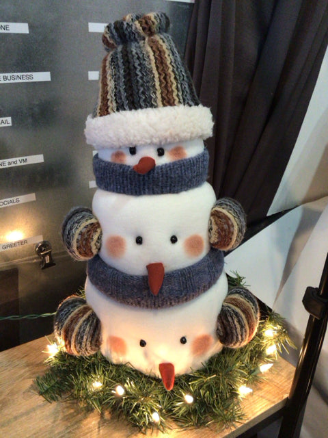 Snowman White Stuffed Light up Holiday Item