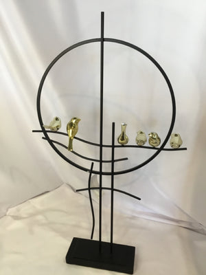 Black/Gold Metal Birds Sculpture