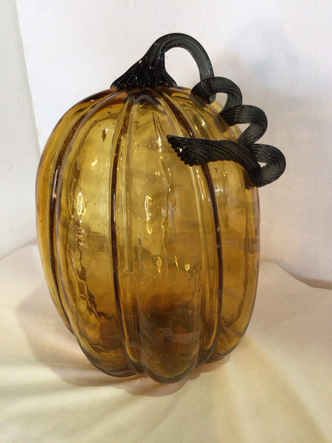 Fall Gold/Green Glass Pumpkin Holiday Item