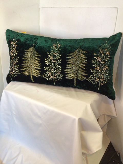 Pillow Green Velvet Christmas Tree Holiday Item