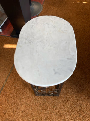 Side Marble Top Black/White Table