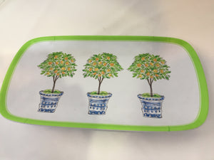 White/Green Melamine Topiary Tray