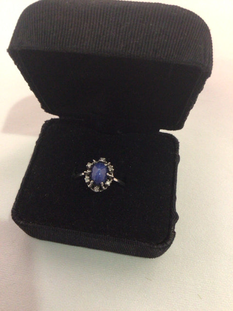 Silver Blue Star Blue Gem Ring