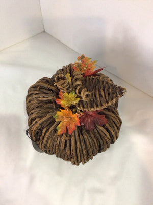 Fall Brown/Orange Wicker Pumpkin Holiday Item