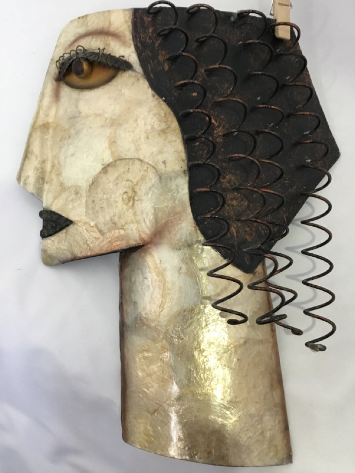 As Is Metal Woman Head Gold/Brown Wall Decoration Art