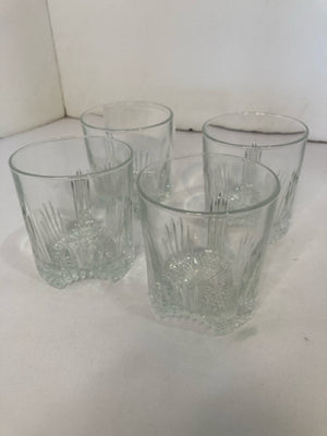 Set of 4 Clear Cut Glass Rocks Glasses