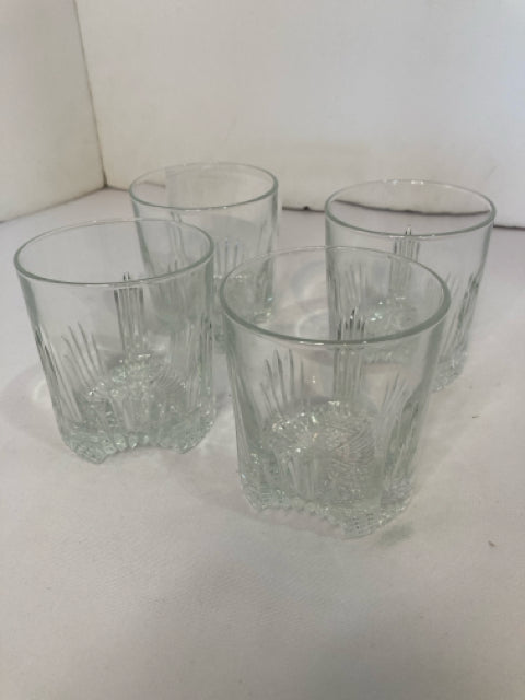 Set of 4 Clear Cut Glass Rocks Glasses