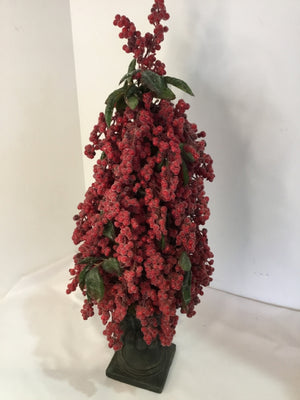 Table Top Red Resin Holly Berry Tree Holiday Item