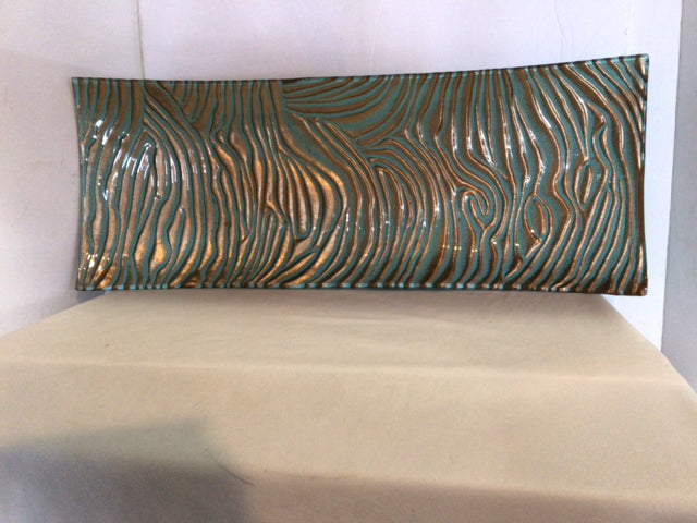 Blue/Gold Glass Rectangular Tray
