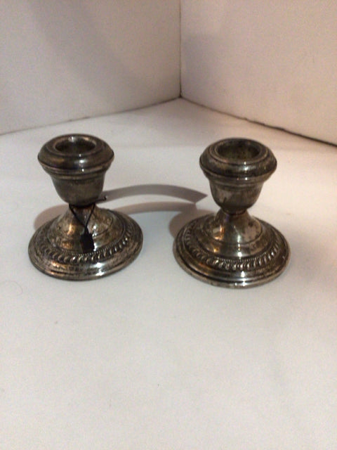 Vintage Pair Silver Sterling Silver Candle Holders
