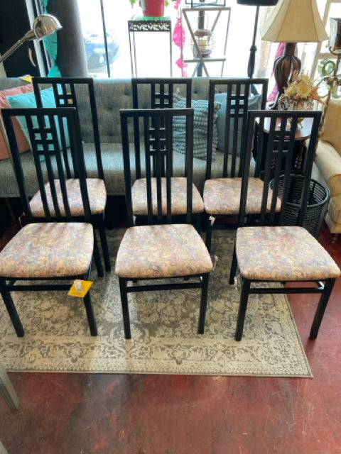 Arhaus Oriental Lacquered Set of 6 Black Chair Set