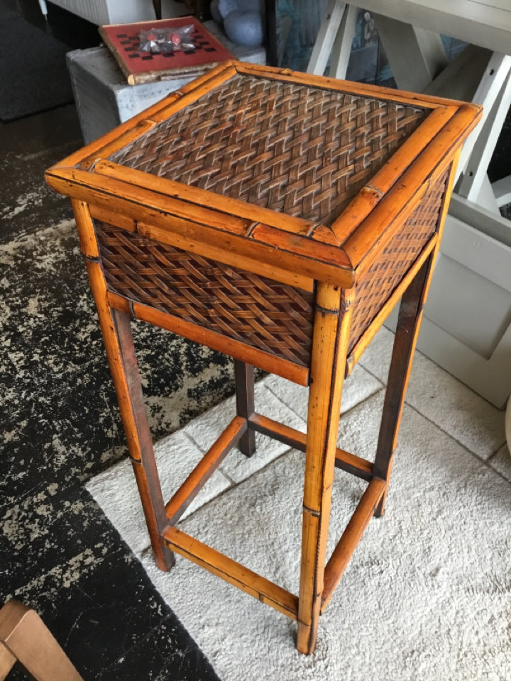 Bohemian Brown Wicker Plant Stand