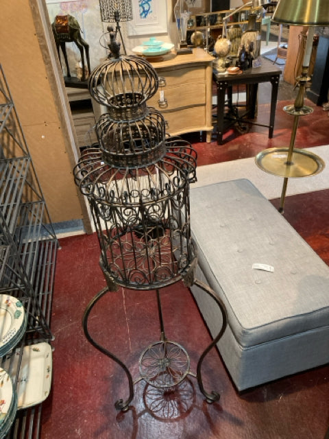 Vintage Bronze Metal On Stand Bird