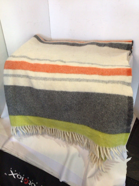 West Elm Cream/Multi Wool Stripe Blanket