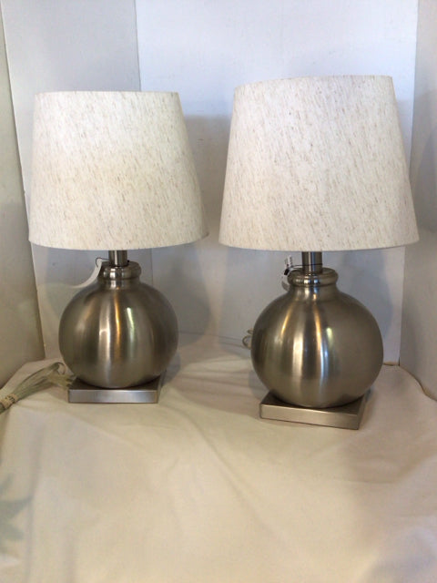 Silver Stainless Steel Lamp Set