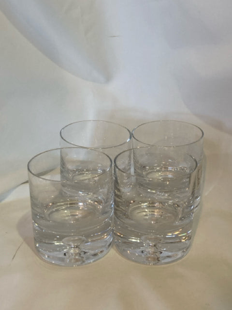 Crate & Barrel Rocks Clear Glass Set of 4 Glasses