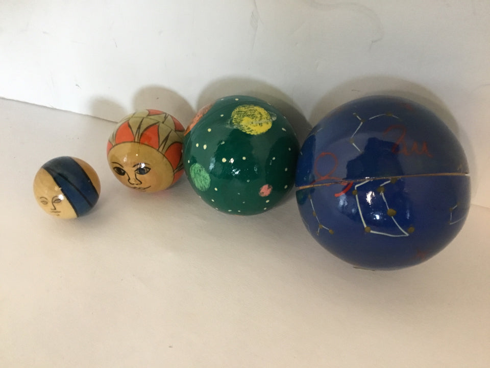 Nesting Blue Wood Ball