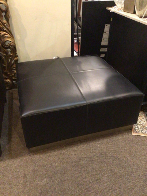 Modern Black Leather Square FootStool/Ottoman