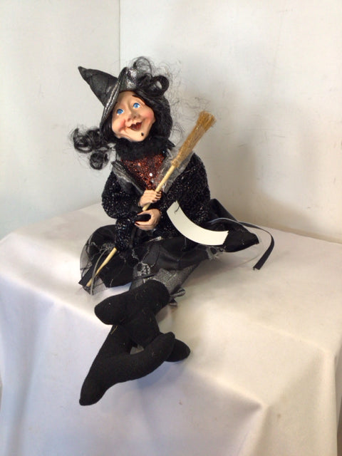 Halloween Black/Purple Fabric Witch Holiday Item