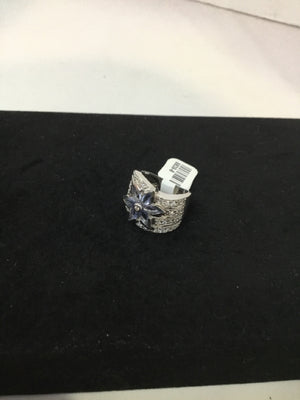 Sterling Silver Blue Rhinestone Ring