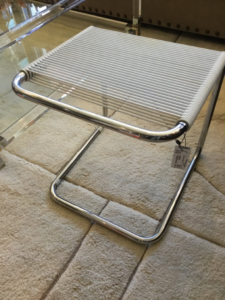 Bauhaus White Chrome FootStool/Ottoman