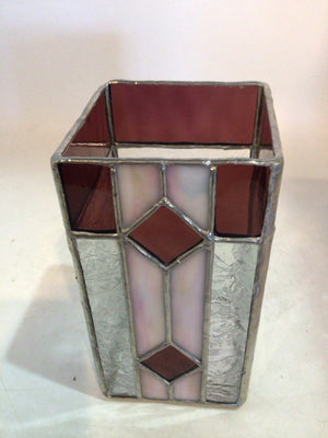 Purple/White Stained Glass Candle Holder