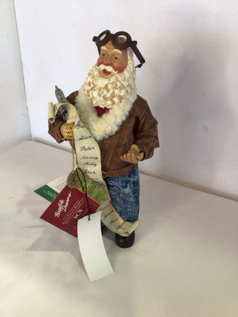 Figure Blue/Brown Papermache Santa Holiday Item