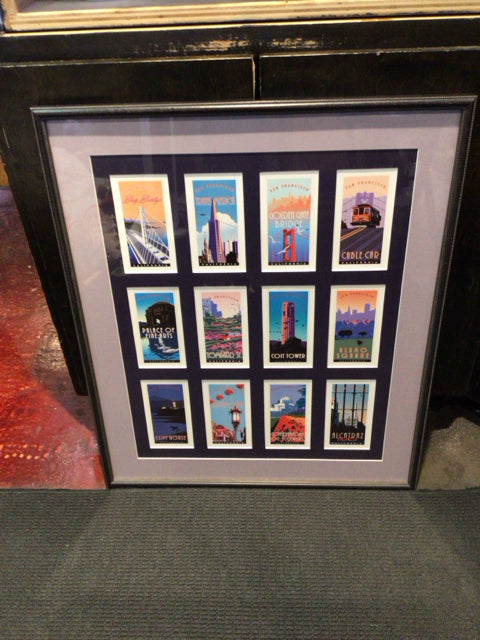 Vintage Multi-Color San Francisco Postcard Framed Art