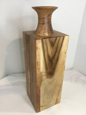 Hand Carved Brown Wood Vase