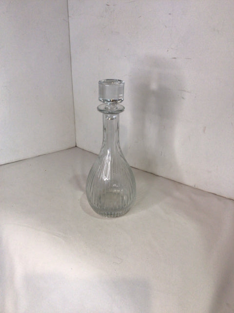 Clear Glass Ribbed Decanter