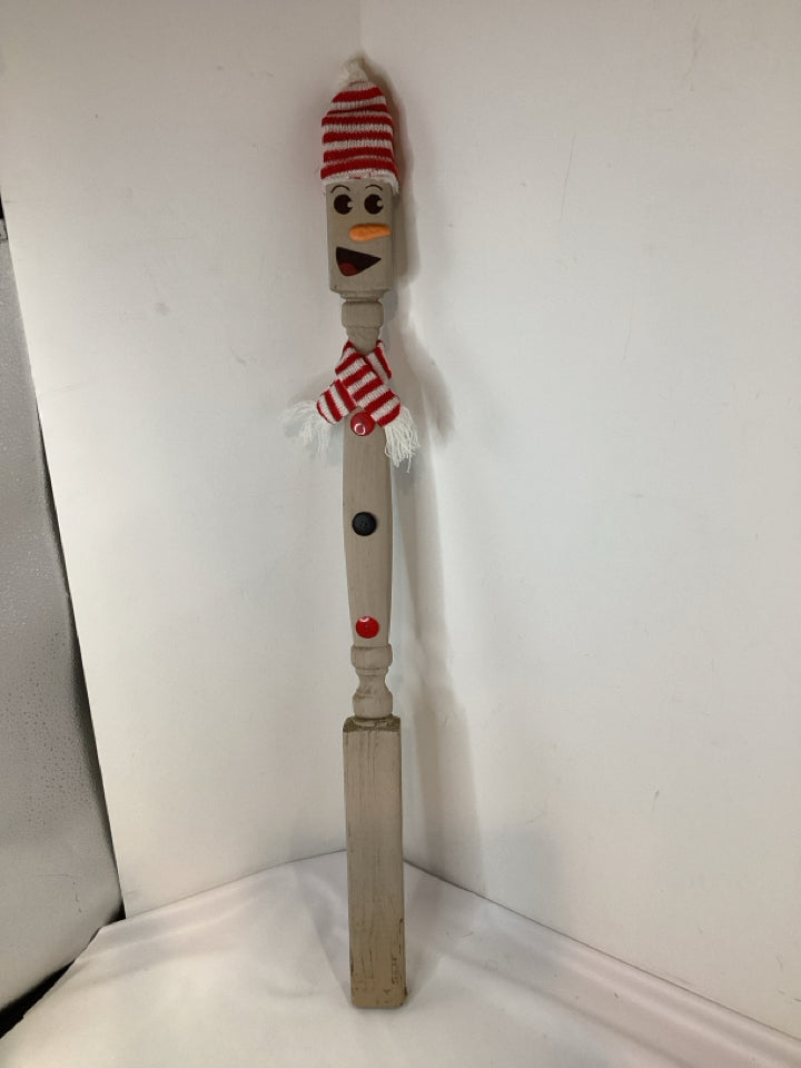 Handmade Red/white Wood Snowman Holiday Item