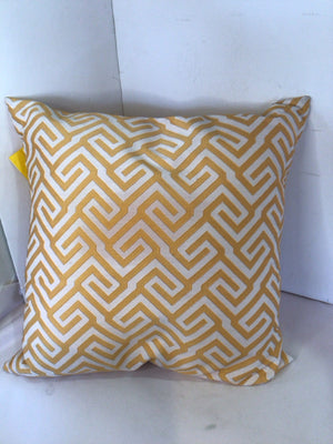 White/Yellow Down Greek Key Pillow