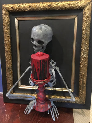 Halloween Black/White Framed Skeleton Holiday Item
