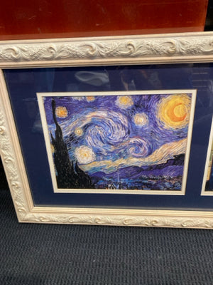 Van Gogh Cream/Blue Divided Framed Art