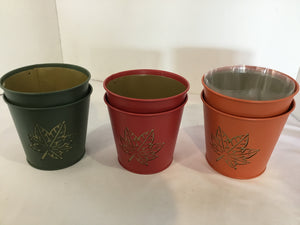Set of 6 Multi Metal Leaf Planter