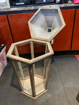 Gray Metal/Glass Lantern