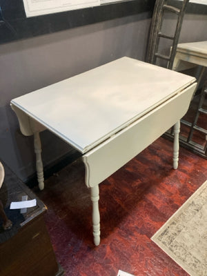 Vintage Wood Drop Leaf Painted White Table