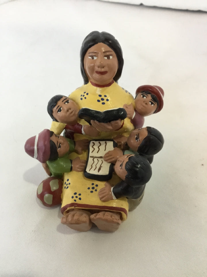 Native American Multi-Color Resin Woman Figure Children Figurine