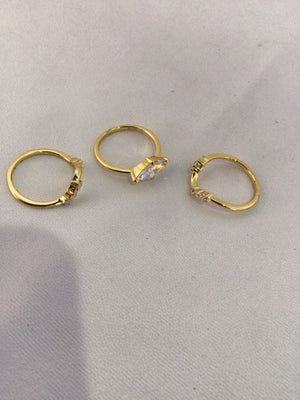 Shine of Diamond Gold Set of 3 Cubic Zirconia Ring