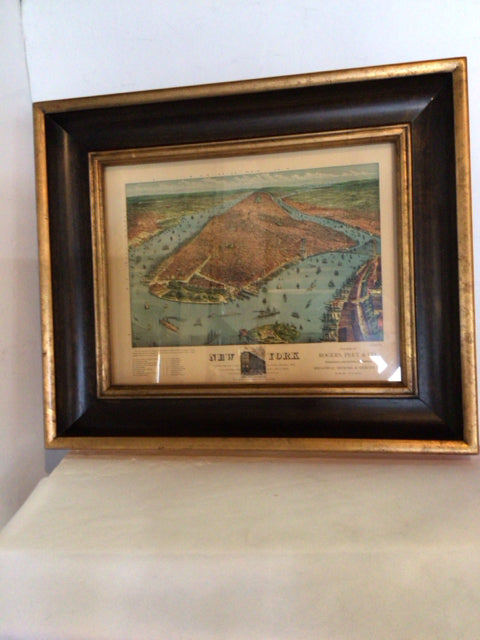 Vintage New York Wood Paper Map Art