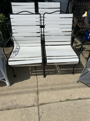 Black/White Metal Framed Outdoor/Outside Bench