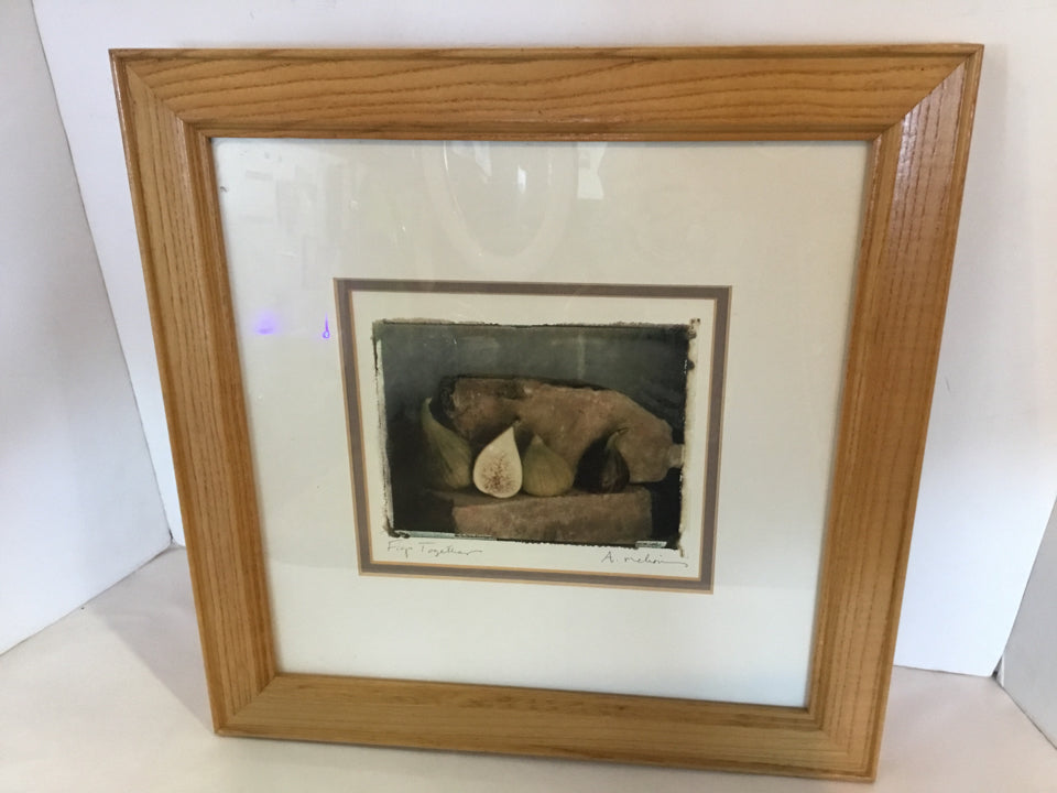 Signed Brown/White Water Color Fruit Framed Art