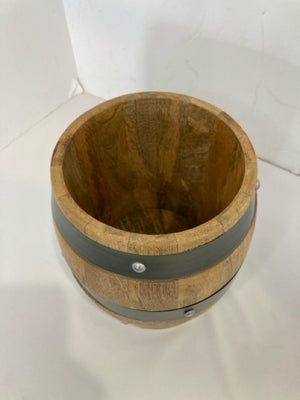 Barrel Black/Brown Wood/Metal Utensil Holder