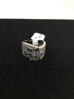 Sterling Silver Blue Rhinestone Ring
